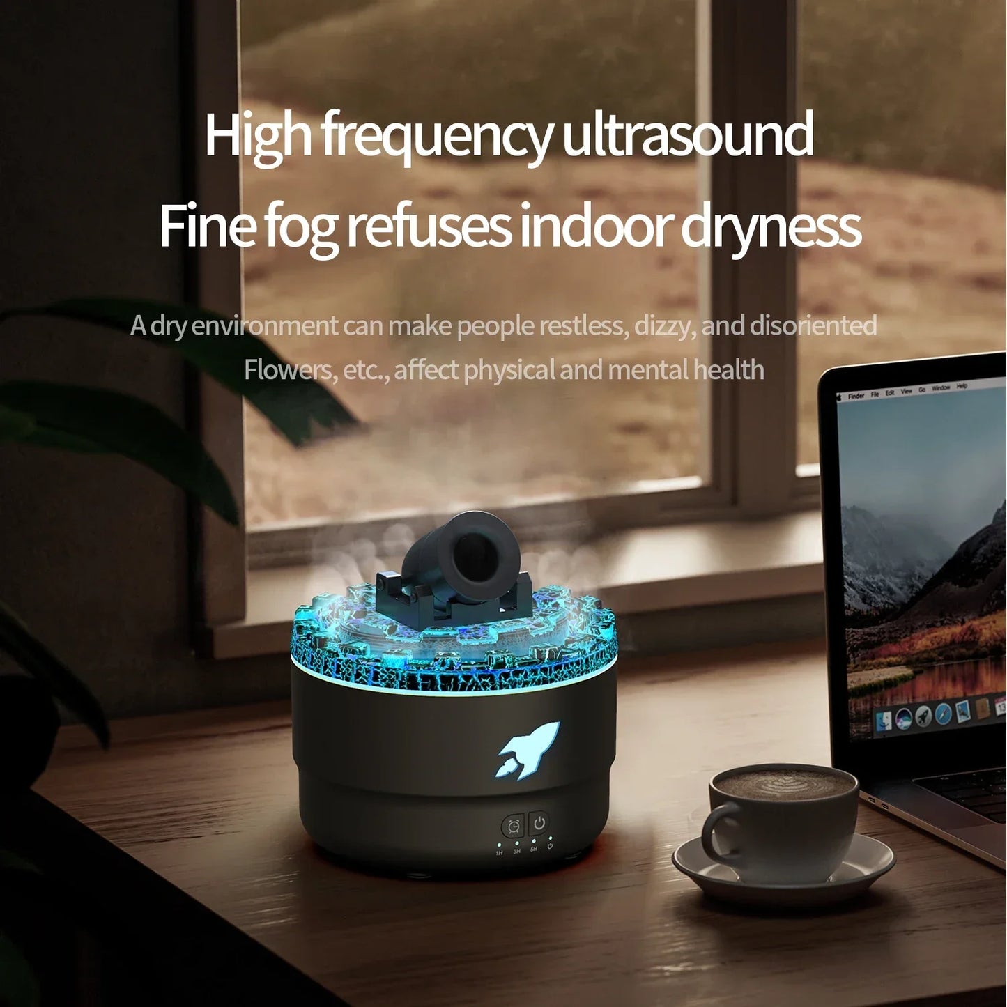 Volcanic Cannons Humidifiers Aroma Humidifier Essential Oil Diffuser Air Purifier Room Fragrance Home Office Oils Water Small