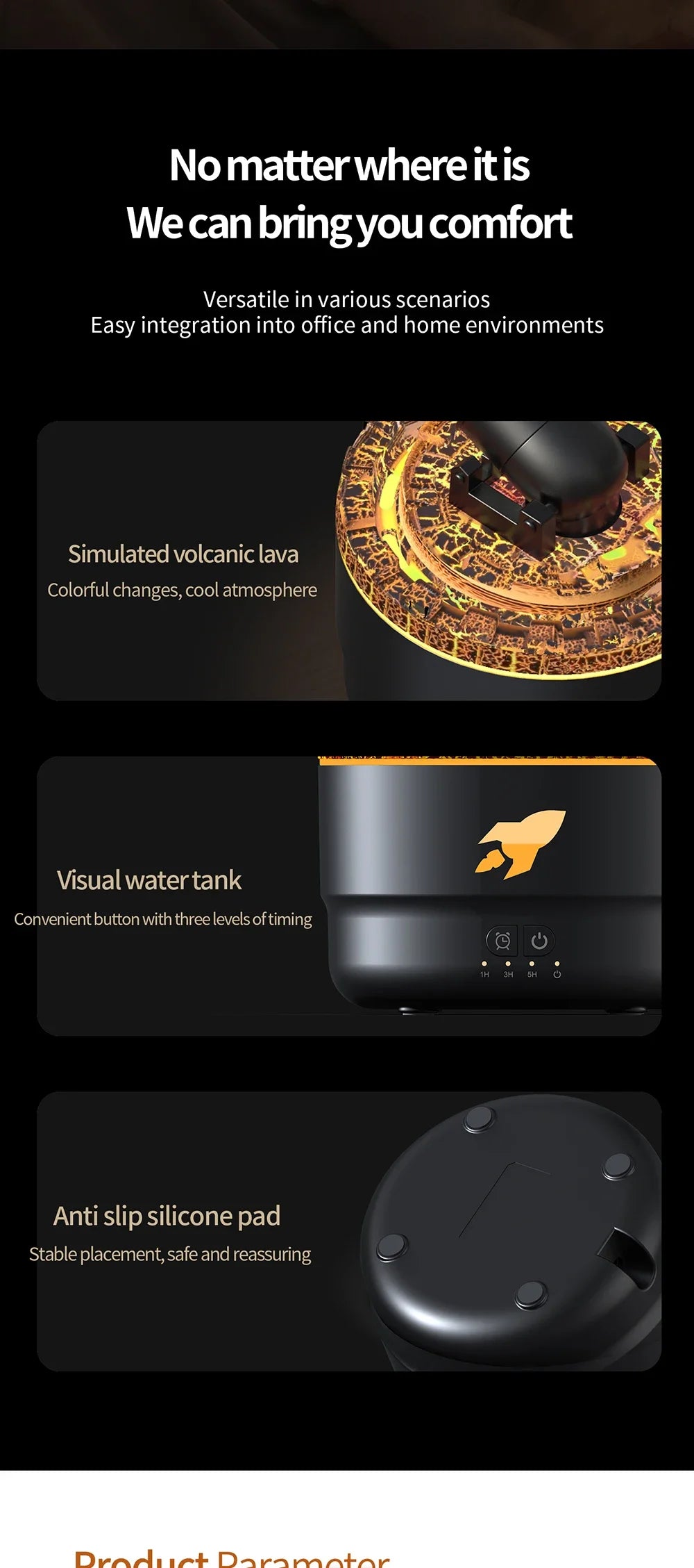 Volcanic Cannons Humidifiers Aroma Humidifier Essential Oil Diffuser Air Purifier Room Fragrance Home Office Oils Water Small